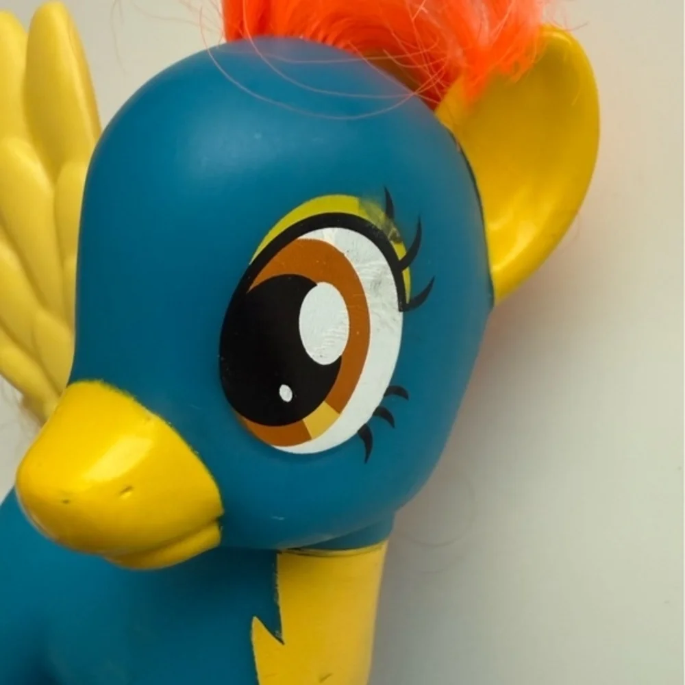 Blue and Yellow Winged Bird Toy with Orange Mane - Plush-Style Figurine